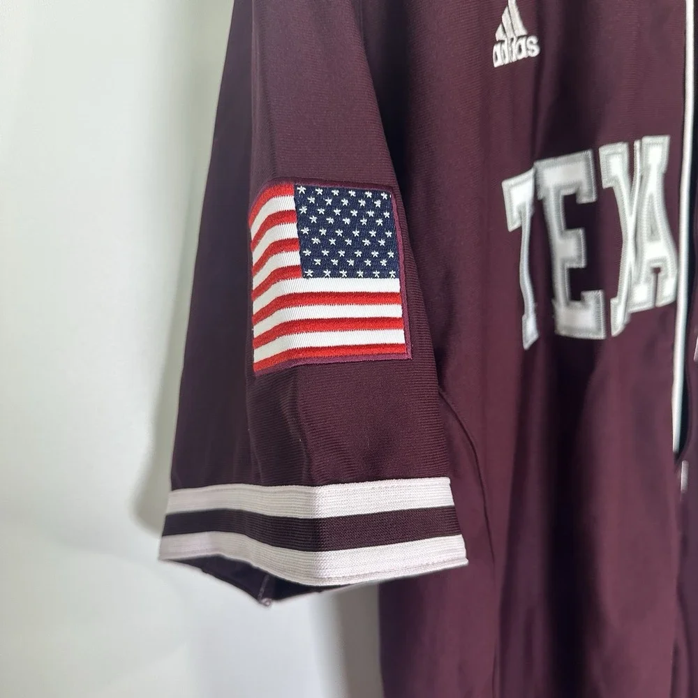 NWT Texas A&M Aggies Baseball‎ Jersey Mens XL Red 12th Man Adidas Polyester NCAA